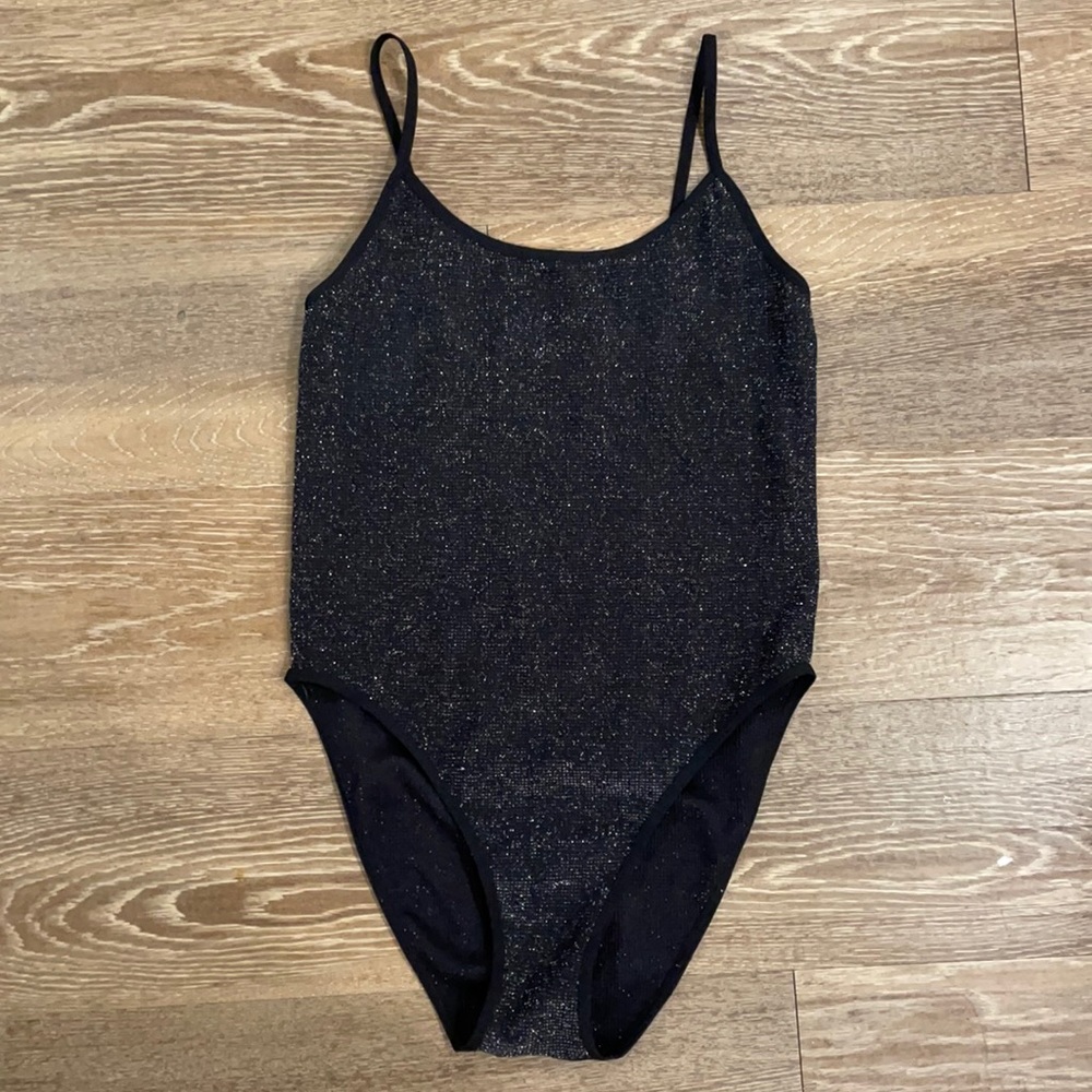 sparkly black bodysuit tank top